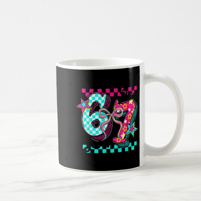 67 Six Seven Coquette Bow Funny Meme Number Slang  Coffee Mug (Right)