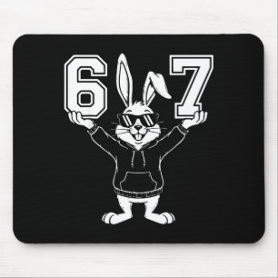67 six seven cute bunny rabbit with sunglasses mouse pad