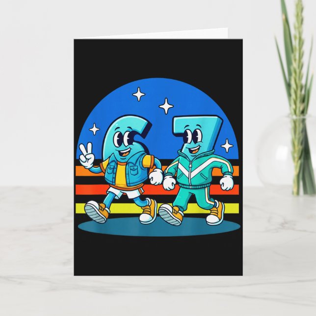 67 Six Seven Fun Meme Funny Design Kids School  Card (Front)