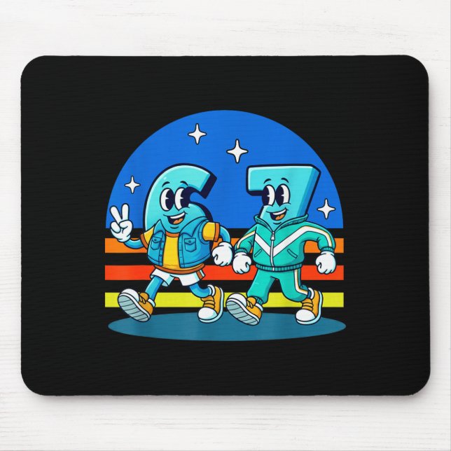 67 Six Seven Fun Meme Funny Design Kids School  Mouse Pad (Front)