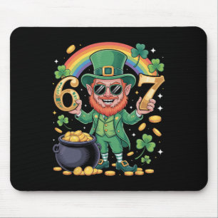 67 Six Seven Funny 6 7 Meme St Patricks Day Leprec Mouse Pad