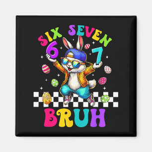 67 six seven funny bunny sunglasses rabbit happy magnet