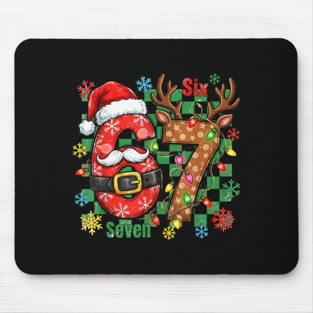 67 Six Seven Funny Christmas 6 7 Meme Joke Boys Gi Mouse Pad (Front)