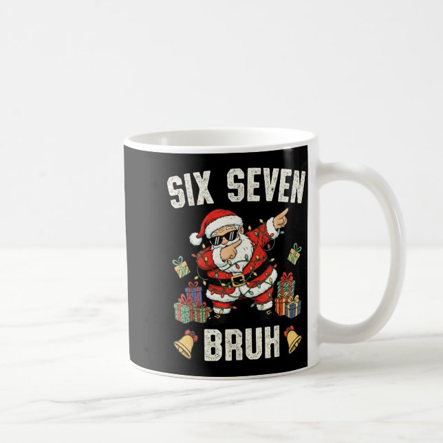 67 Six Seven Funny Christmas 6 7 Meme Santa Dabbin Coffee Mug (Right)