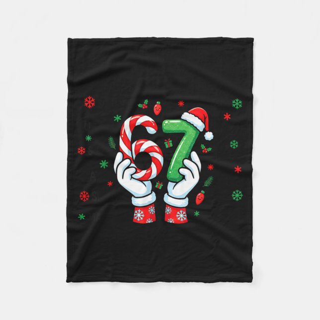 67 Six Seven Funny Christmas Joke 6 7 Meme Boys Gi Fleece Blanket (Front)