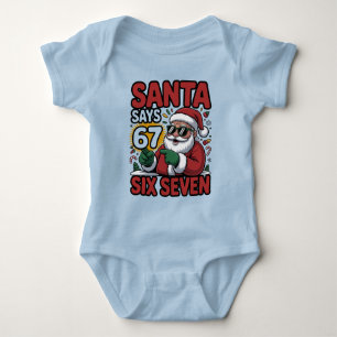 67 Six Seven Funny Christmas Santa Meme Baby Bodysuit