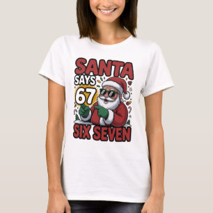 67 Six Seven Funny Christmas Santa Meme T-Shirt