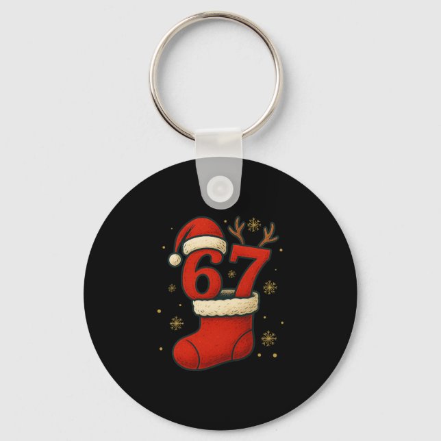 67 Six Seven Funny Gen Alpha Meme Christmas 2025  Key Ring (Front)