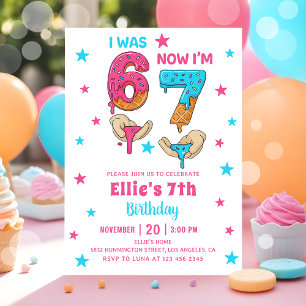 67 Six Seven Girl Birthday Invitation