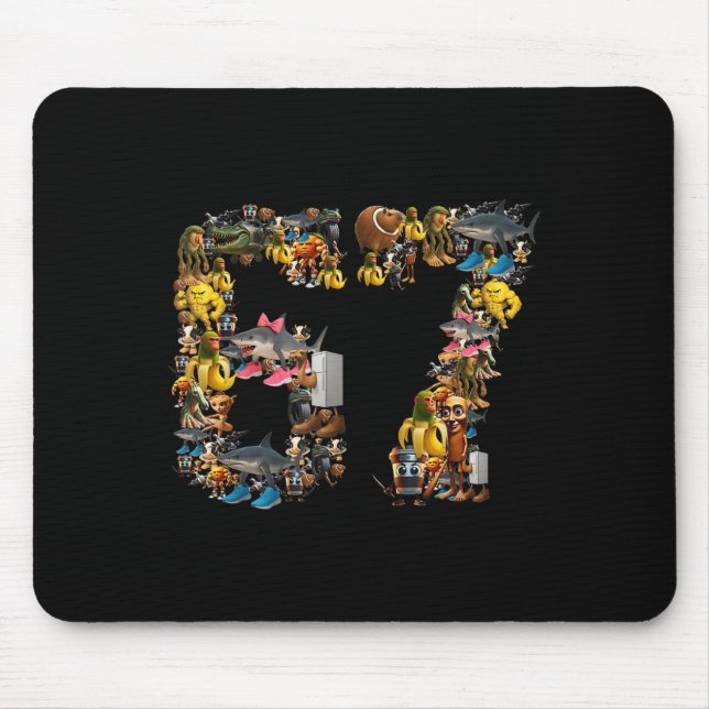 67 Six Seven Hamburgers Brainrot Viral Meme Hallow Mouse Pad (Front)