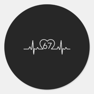 67 Six Seven Heartbeat Number Cute Valentine Tee Classic Round Sticker