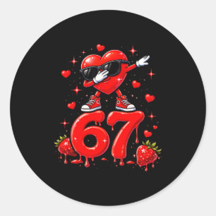 67 Six Seven Ice Cream Meme Funny Valentine Days  Classic Round Sticker