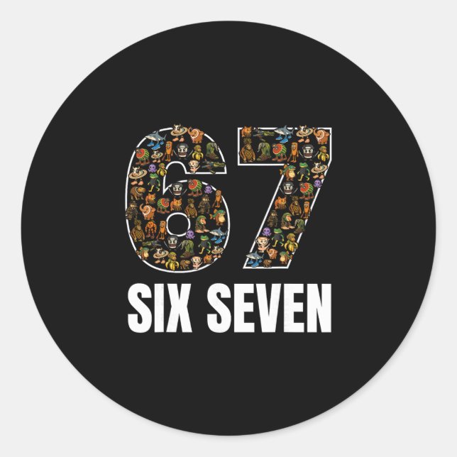 67 Six Seven Italian Brainrot Gen Alpha Slang Meme Classic Round Sticker (Front)