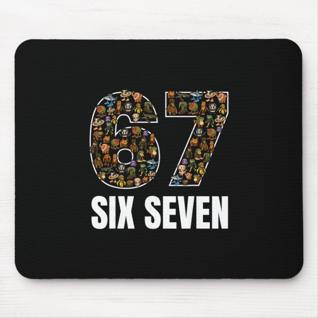 67 Six Seven Italian Brainrot Gen Alpha Slang Meme Mouse Pad (Front)