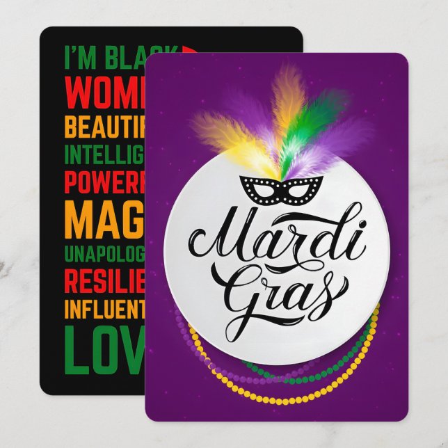 67 Six Seven Mardi-Gras Black History 2026 Holiday Card (Front/Back)
