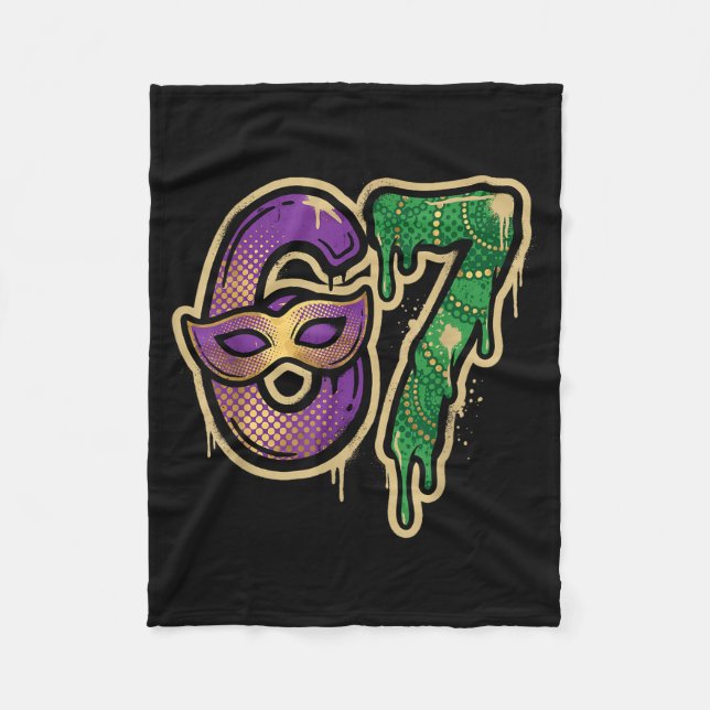 67 Six Seven Mardi Gras Graffiti Gen Alpha Brain R Fleece Blanket (Front)