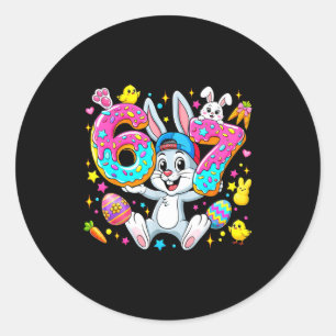 67 six seven meme 6 7 cute rabbit bunny easter day classic round sticker