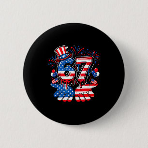 67 six seven meme american flag funny 4th of july 6 cm round badge