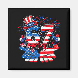 67 six seven meme american flag funny 4th of july magnet