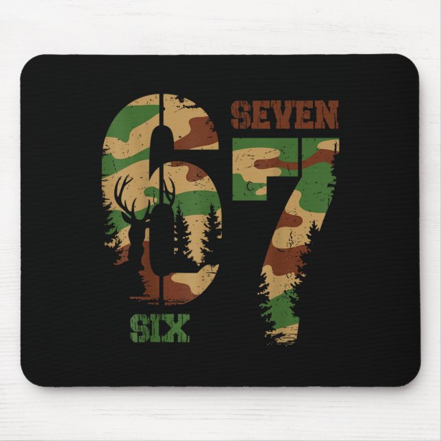 67 Six Seven Meme Camo Deer Hunting Gift For Boys  Mouse Pad (Front)