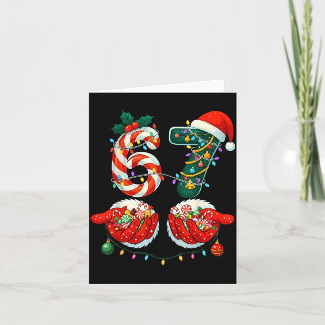 67 Six Seven Meme Christmas 6 7 Xmas Men Women Kid Card (Front)