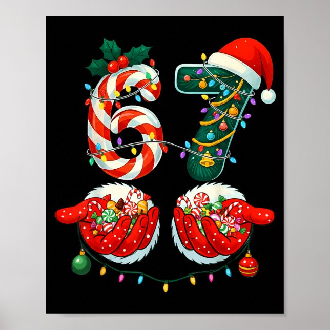 67 Six Seven Meme Christmas 6 7 Xmas Men Women Kid Poster (Front)