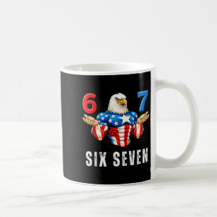 67 Six Seven Meme Funny 4th of July Eagle American Coffee Mug