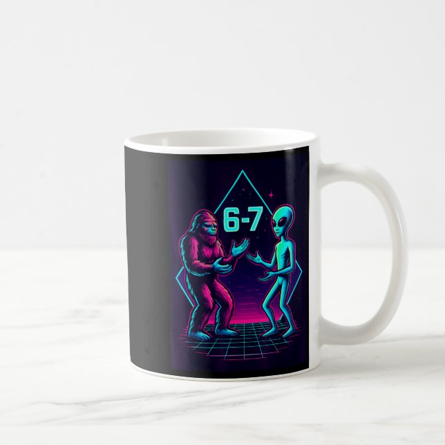 67 Six Seven Meme Funny Bigfoot Alien Sasquatch Uf Coffee Mug (Right)