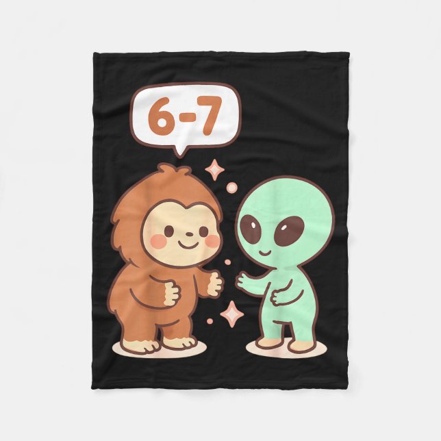 67 Six Seven Meme Funny Bigfoot Alien Sasquatch Uf Fleece Blanket (Front)