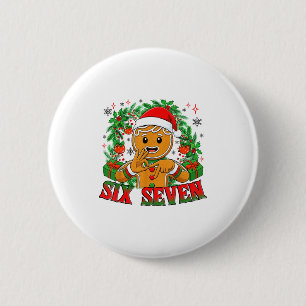 67 Six Seven Meme Funny Xmas Gingerbread Hand Sign 6 Cm Round Badge