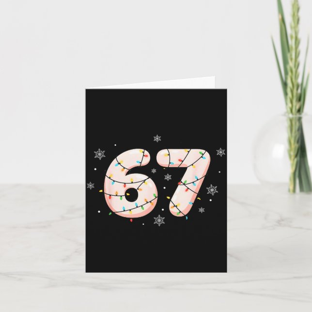 67 Six Seven Meme Gen Alpha Slang Christmas Lights Card (Front)