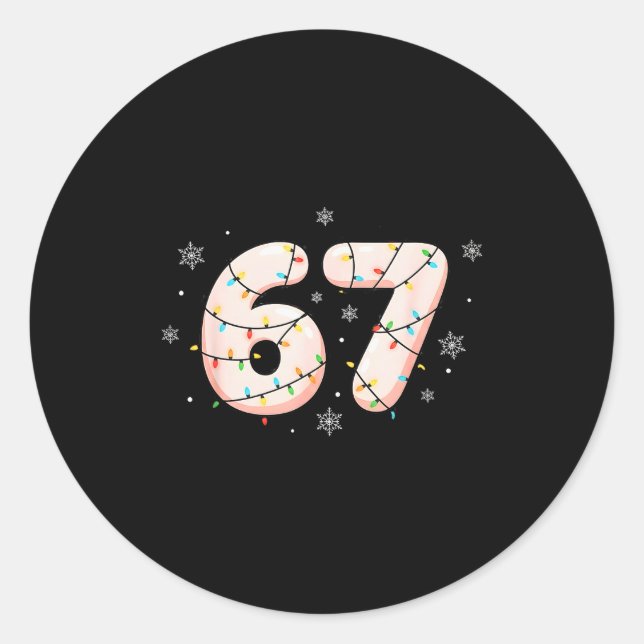 67 Six Seven Meme Gen Alpha Slang Christmas Lights Classic Round Sticker (Front)
