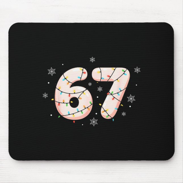 67 Six Seven Meme Gen Alpha Slang Christmas Lights Mouse Pad (Front)