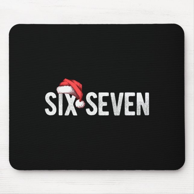 67 Six Seven Meme Gen Alpha Slang Santa Hat Funny  Mouse Pad (Front)