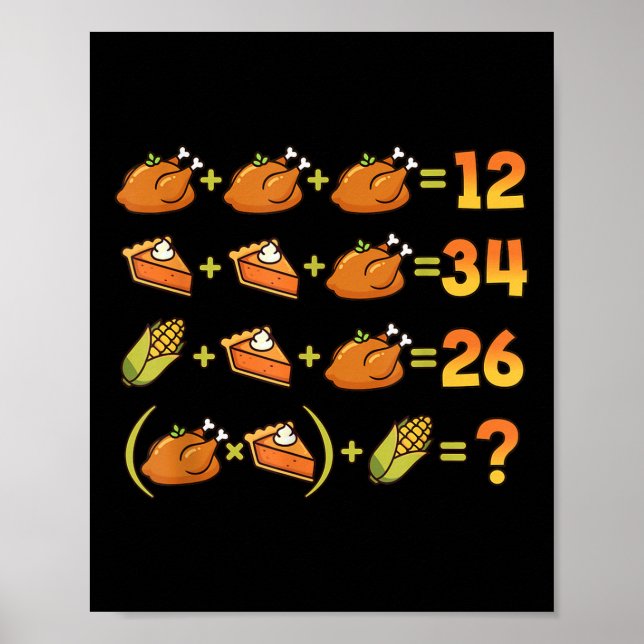 67 Six Seven Meme Math Thanksgiving Equation Logic Poster (Front)