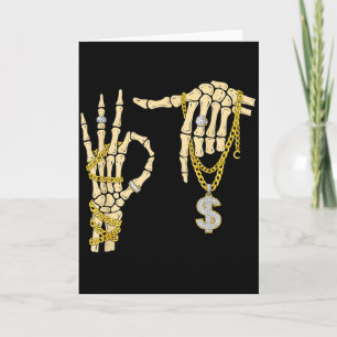 67 Six Seven Meme Novelty Skeleton Hand Bling Chai Card