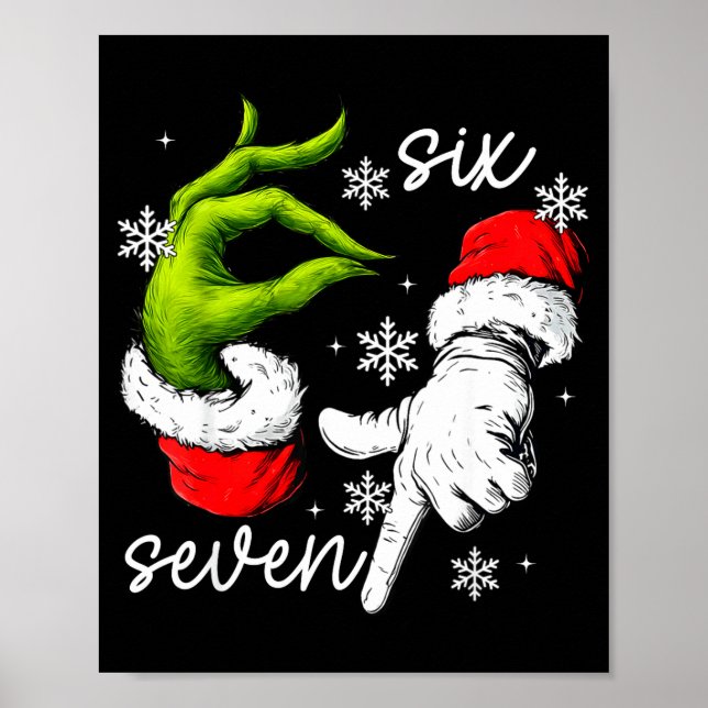 67 Six Seven Meme Santa Hand Christmas Funny Gen A Poster (Front)