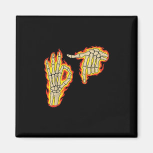 67 Six Seven Meme Skeleton Fire Vintage Rock Party Magnet