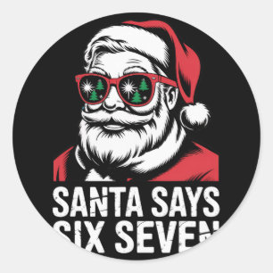67 Six Seven Santa Christmas Classic Round Sticker