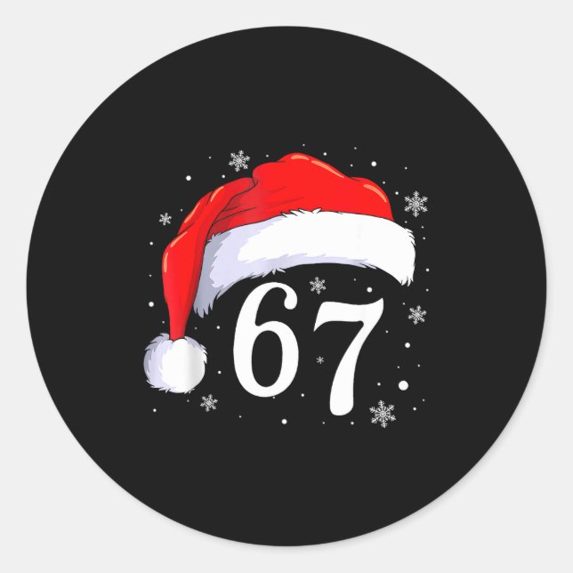67 Six Seven Santa Funny Christmas 6 7 Meme Men Wo Classic Round Sticker (Front)