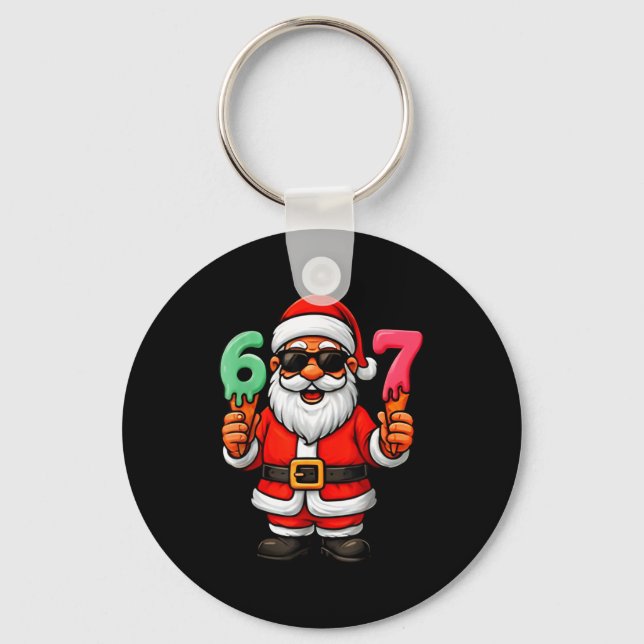 67 Six Seven Santa Meme Christmas Funny  Key Ring (Front)