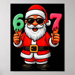 67 Six Seven Santa Meme Christmas Funny Poster