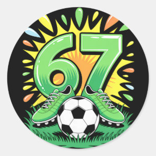 67 Six Seven Soccer Footll Funny Meme Boys Men Wom Classic Round Sticker