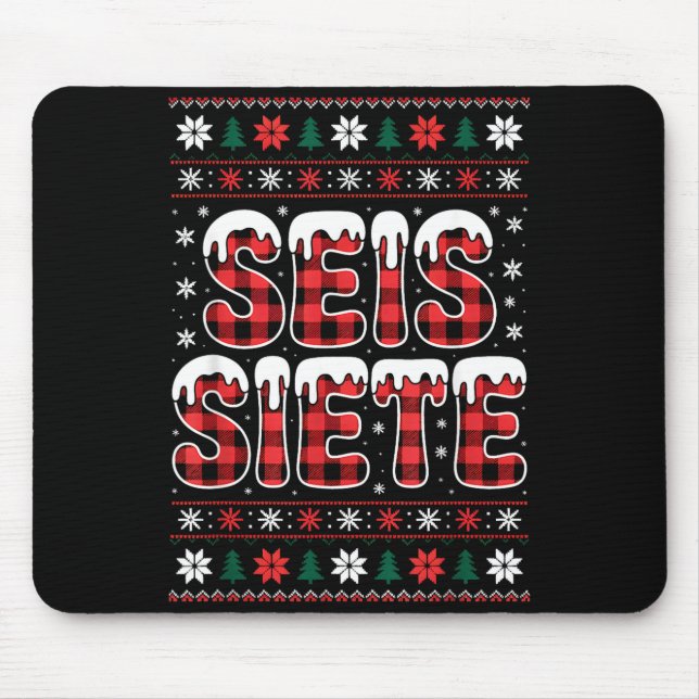 67 Six Seven Spanieacher Christmas Seis Siete Brai Mouse Pad (Front)