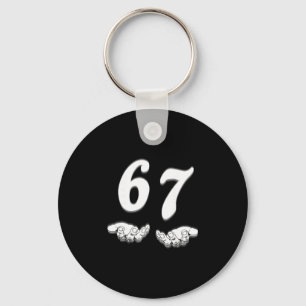 67 Six Seven With Hands Black And White Art Key Ring