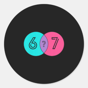 67 Sixty Seven What Is It Funny Diagram Design 6 7 Classic Round Sticker