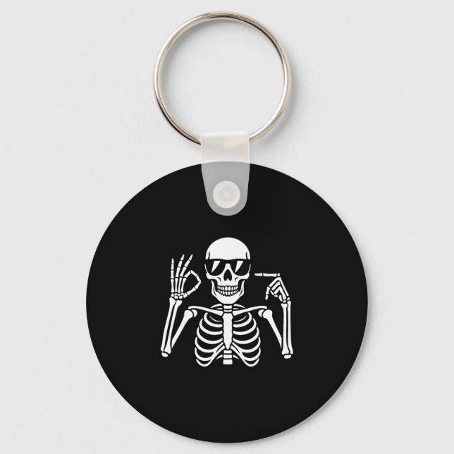 67 Skeleton Funny Six Seven Gen Alpha Halloween Me Key Ring (Front)