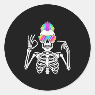 67 Skeleton Gen Alpha Funny Six Seven Halloween Me Classic Round Sticker