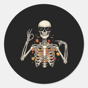 67 Skeleton Meme Funny Six Seven Gen Alpha Hallowe Classic Round Sticker