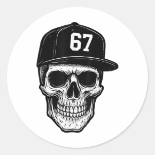 67 Skull Halloween Brainrot Meme Six Seven Kids Sk Classic Round Sticker
